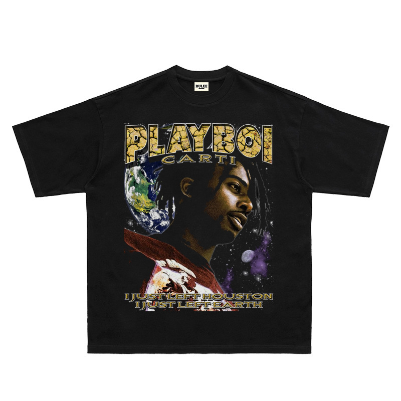 Playboi Carti Atlanta Vintage Retro Hiphop Hip-Hop T-Shirt Short-Sleeved Loose Printed Tee