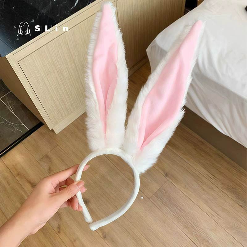 かわいいぬいぐるみのウサギの耳のカチューシャの少女のレースの蝶結びの顔のカチューシャのウサギの子供のカチューシャ|undefined