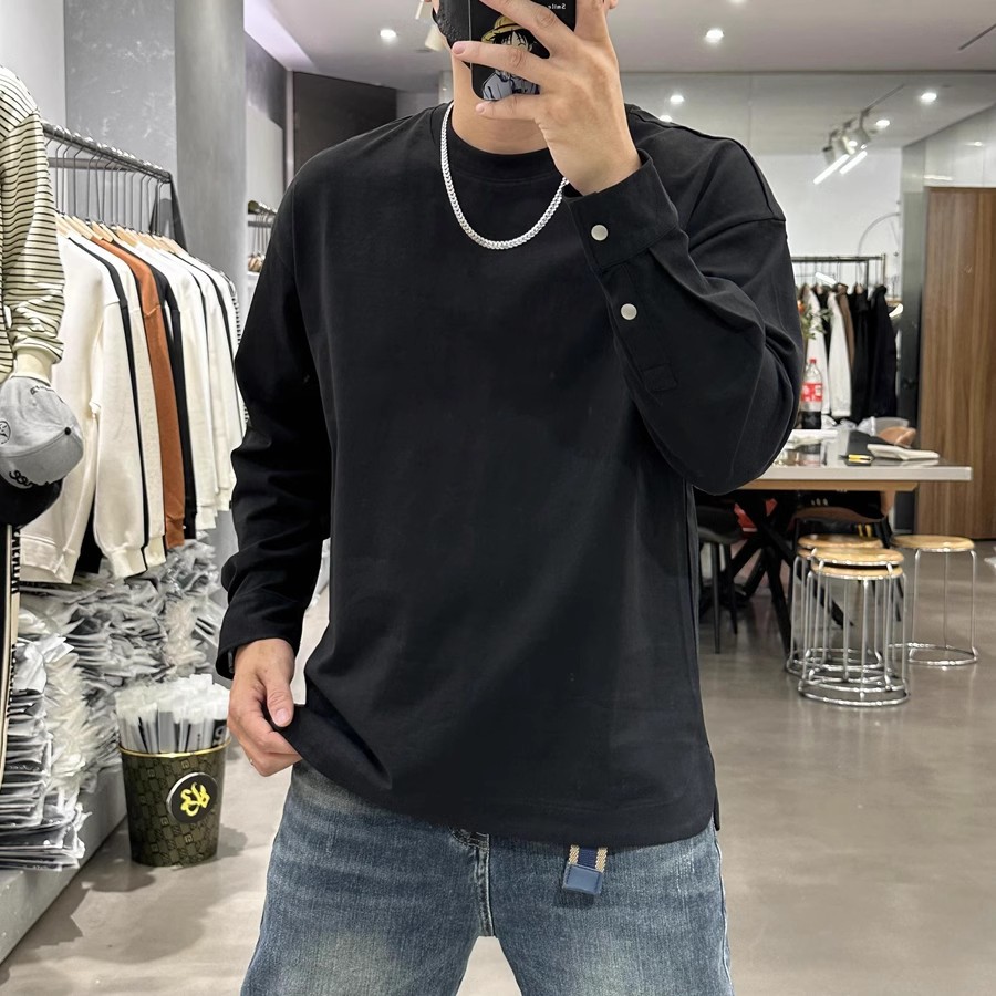 Nuevo suéter suelto de color sólido de otoño e invierno, tops para hombres y mujeres, jerseys de manga larga, ropa deportiva, botones para niños, puños para hombres