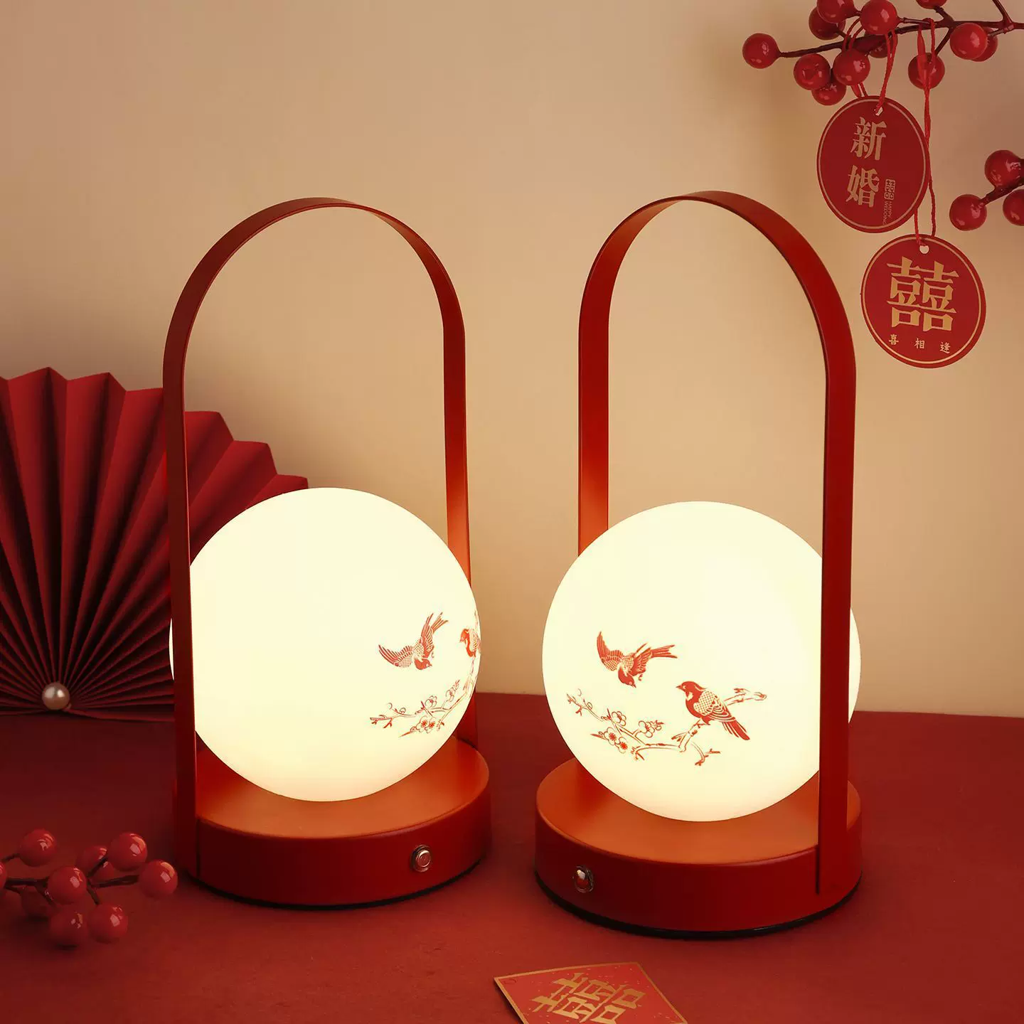长明灯结婚台灯婚房红色床头灯卧室新娘陪嫁灯一对新婚礼物送新人