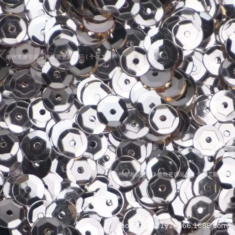 银底亮片diy手缝珠片彩色6mm曲面圆形中孔镀彩刺绣配饰品配件