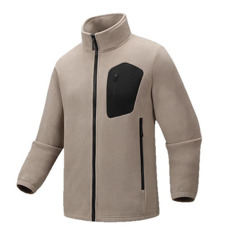 Cardigan transfronterizo de doble cara de terciopelo de collar vertical otoño y invierno suave caliente microbala dentro de bolsillo laminado chaqueta exterior
