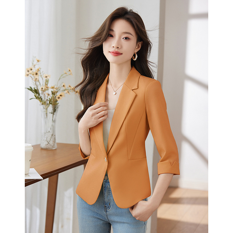 Spring/Summer 2026 New Thin Women's Blazer Short Jacket for Petite Figures, Three-Quarter Sleeves, Casual Slim-Fit Suit for Cross-Border Sales
