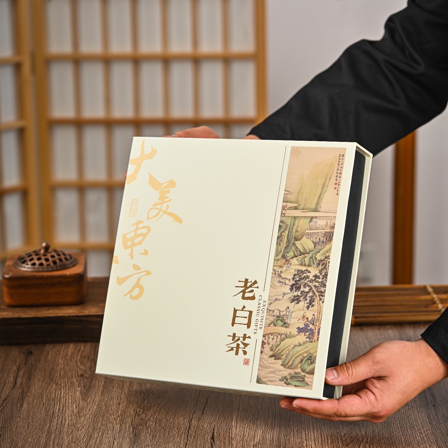 新品老白茶礼盒空盒350克357克茶饼礼盒300g福鼎白茶普洱茶包装盒