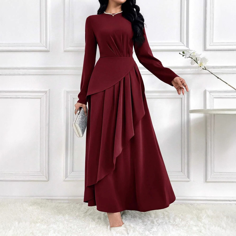 Amazon Europe and America 2025 Spring Season New Design, Luxurious and Fashionable Long-Sleeved Long Skirt, Elegant Dress