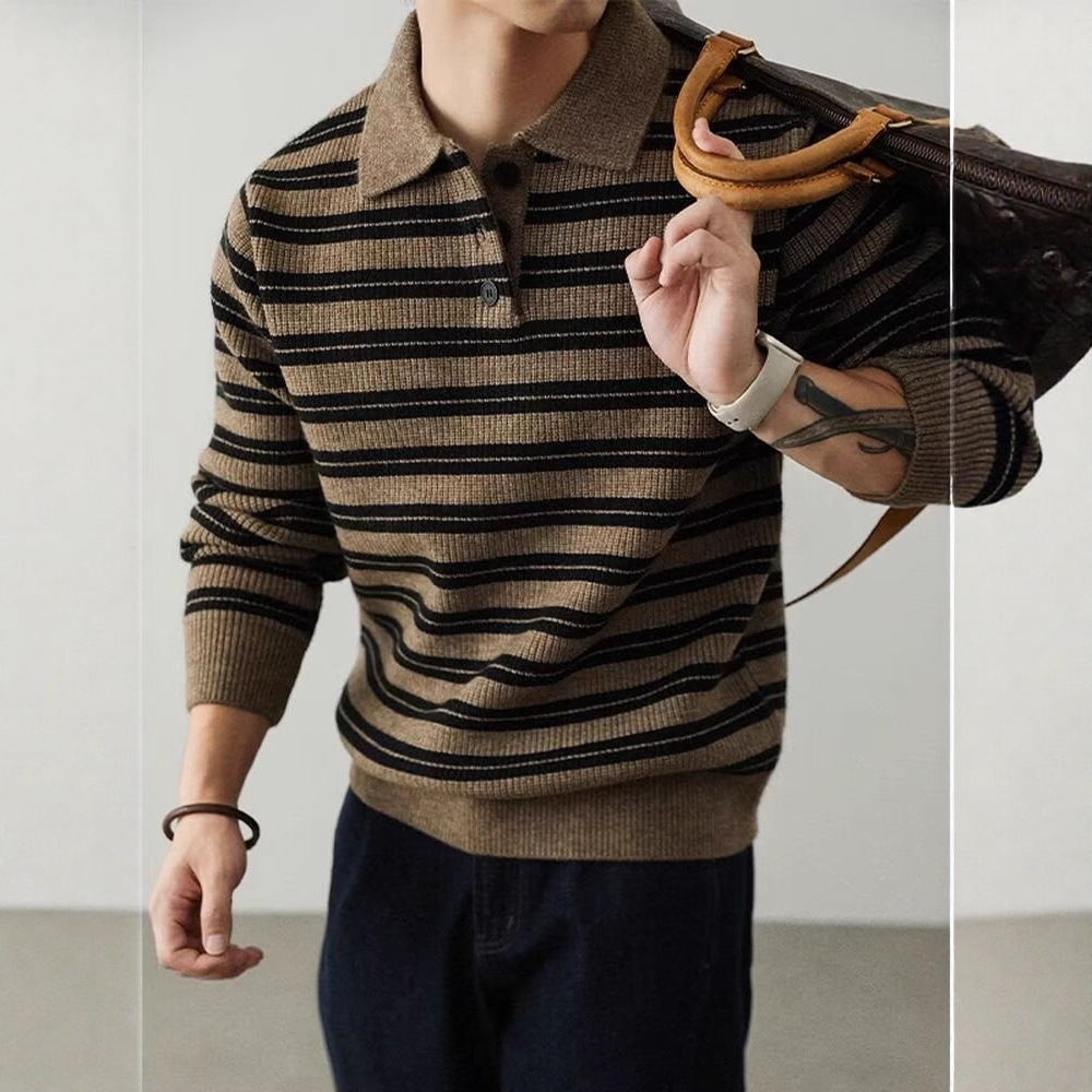 2025 Loose Knitted Sweater Pullover Japanese Style Autumn and Winter Trendy Versatile Lazy Style Knitted Sweater Pullover