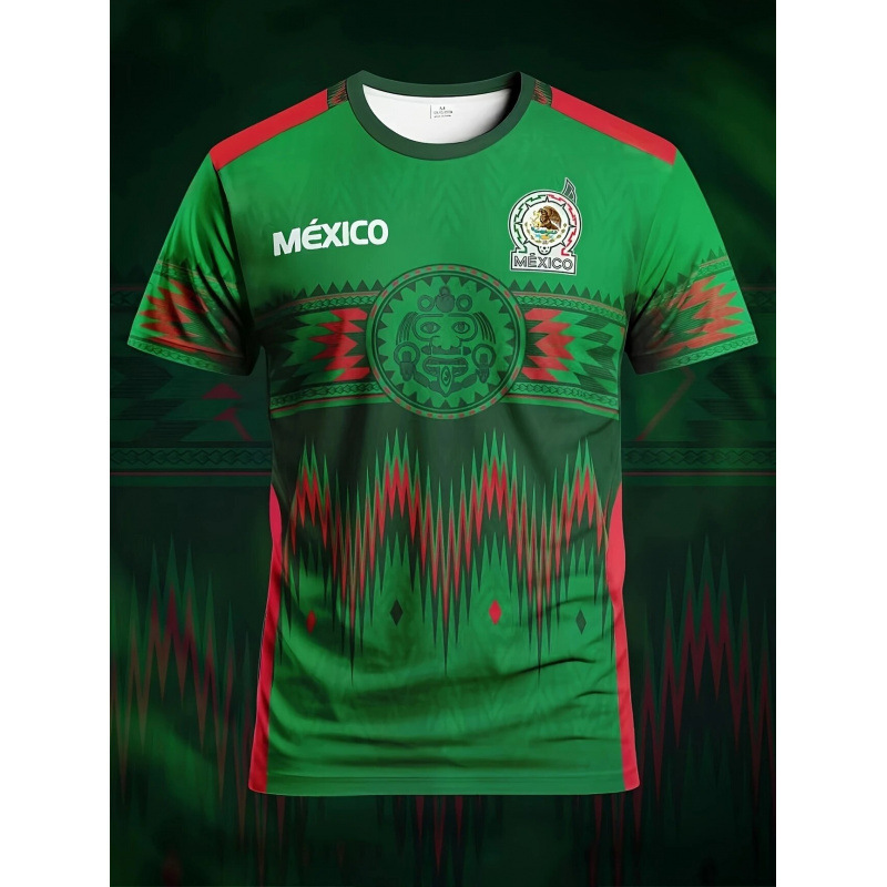 2026 Mexico Style Football T-Shirt & Comfortable Crew Neck Short-Sleeve Top & Suitable for Various Ball Sports Training 2026 Mexico Style Football T-Shirt & Comfortable Crew Neck Short-Sleeve Top & Suitable for Various Ball Sports Training