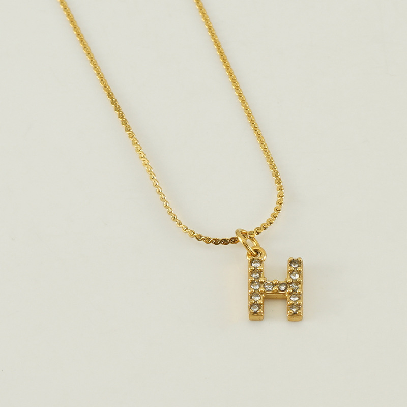 Transfronterizo europeo y americano estilo de moda todo fósforo de acero inoxidable carta Collar chapado en oro diamante incrustado estilo simple tira de cadena delgada s para las mujeres