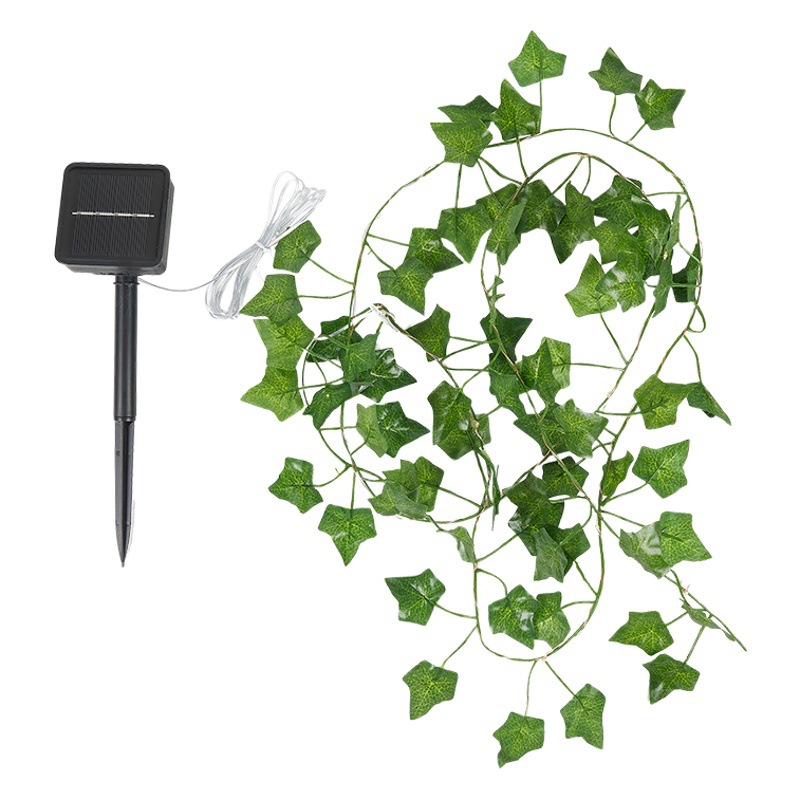 Cadena de luz solar transfronteriza de ratán, caja de batería, hoja de arce, cadena de luz decorativa de ratán, luz decorativa para jardín al aire libre