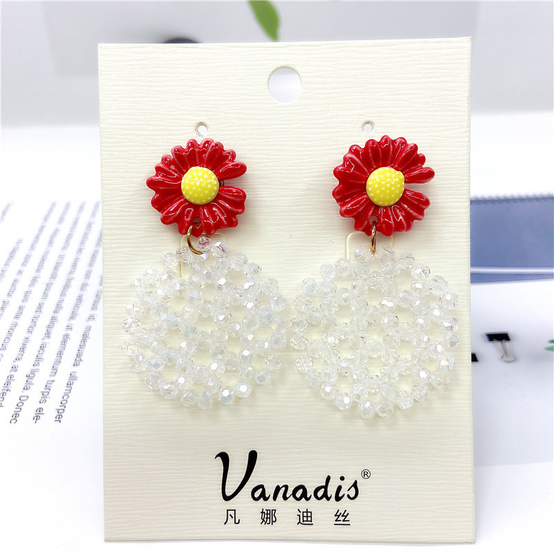 Missing Petals Daisy Flowers Hand-beaded Metal Earrings display picture 5