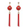 Asymmetrical festive red universal advanced cartoon earrings, for luck, high-quality style