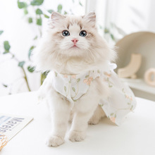 花朵连衣裙子小猫咪衣服蓝猫幼猫夏季薄款防掉毛宠物猫猫布偶英短