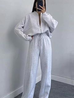 新品欧美装跨境套装开衫卫衣女时尚休闲拉链秋冬亚马逊直筒裤纯色