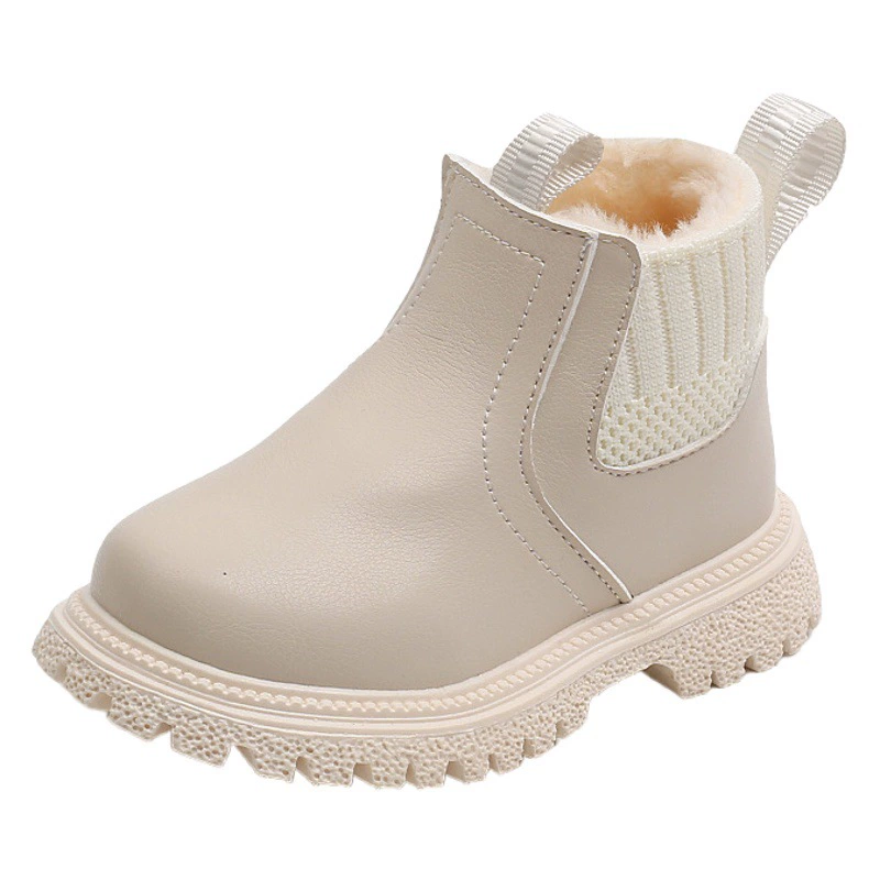 Зимние детские модные британские ботильоны на флисовой подкладке, модные ботинки Martins с молнией сбоку для мальчиков, модные ботинки с мягкой подошвой для девочек