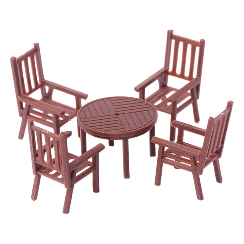 Mini traje de mesa y silla modelo al aire libre micro escena ocio mesa redonda silla plástico edificio arena bandeja decoración adornos