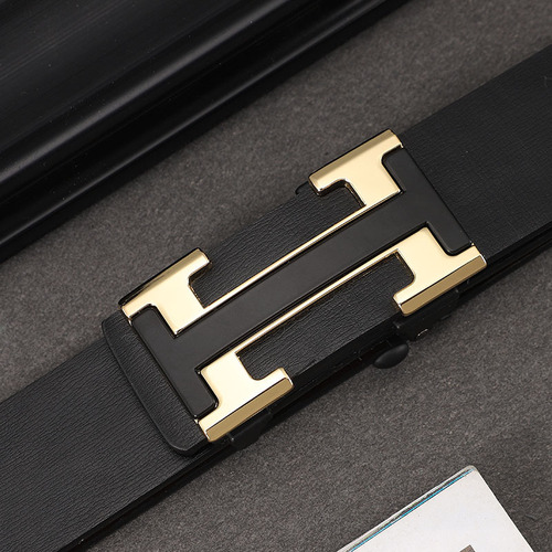 Double-sided cowhide toothless automatic buckle belt men's genuine leather belt business casual pants belt live cross-border men's model