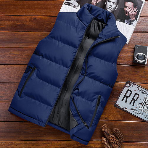 Men's new cotton vest for autumn and winter, sporty and casual, sleeveless puffer vest, fashionable cotton backer jacket.
