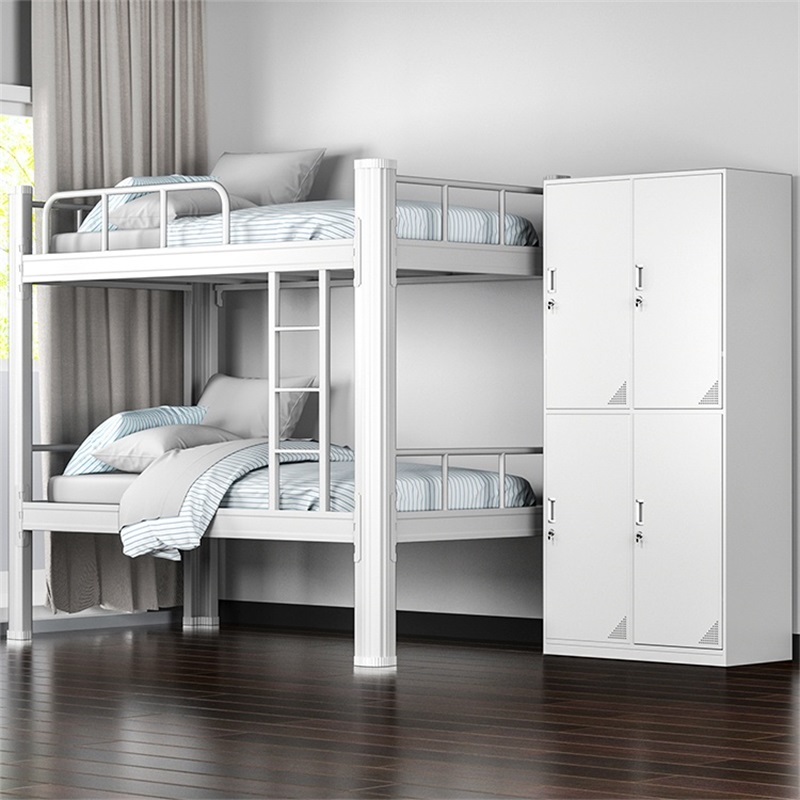 Cama de marco de hierro de doble capa de perfil desmontado y desmontado, cama de dormitorio de estudiantes, cama de dormitorio de personal, cama de apartamento doble