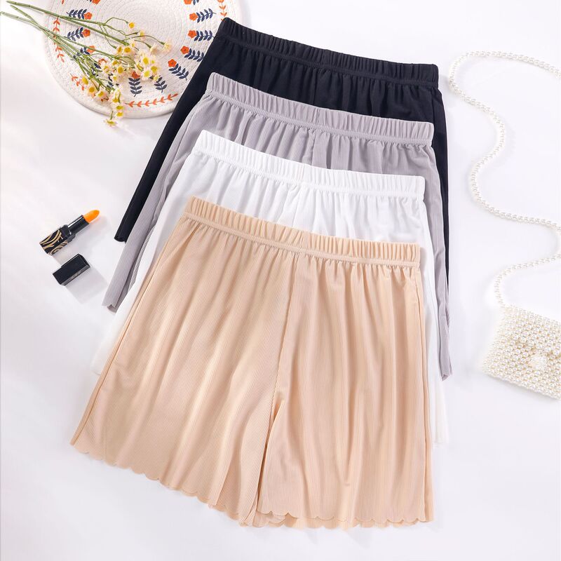 A generation of summer extra-large size Ice Silk safety pants Women's Home fat mm anti-light loose shorts thin wholesale