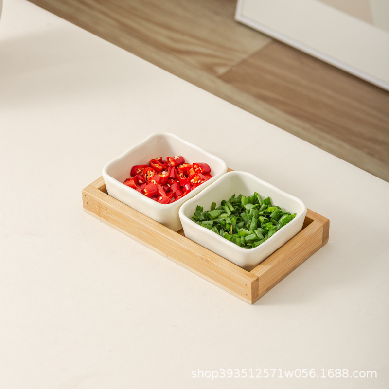 우유 노란색 2 칸 로그 플레이트