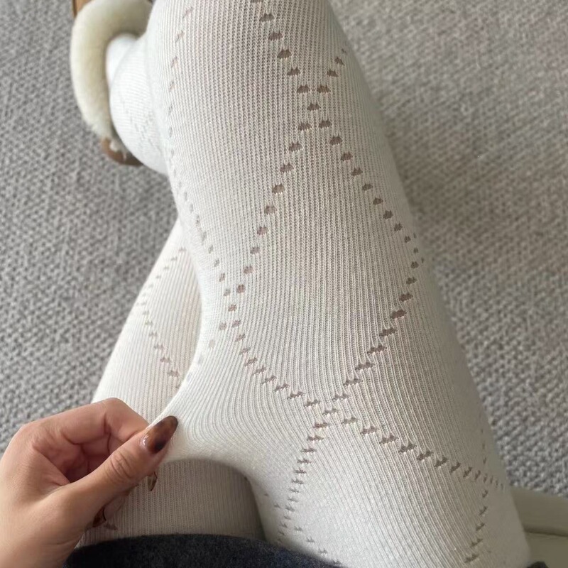 Miu Gray Diamond-Shaped Hollow-Out Leggings for Spring and Autumn, High-Elastic, Non-Slip, Solid Color, Slimming Tights Miu Gray Diamond-Shaped Hollow-Out Leggings for Spring and Autumn, High-Elastic, Non-Slip, Solid Color, Slimming Tights