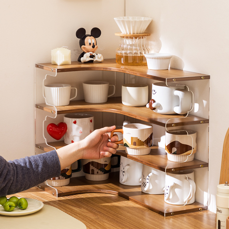 Cup Storage Rack Desktop Corner Cup Rack Tea Set Tea Cup Arrangement Rack Coffee Corner Sideboard Cup Rack