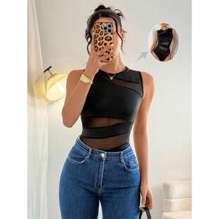 T 57209 Sheer Mesh Long Sleeve Bodysuit �W��͸ҕ�L���¿羳��