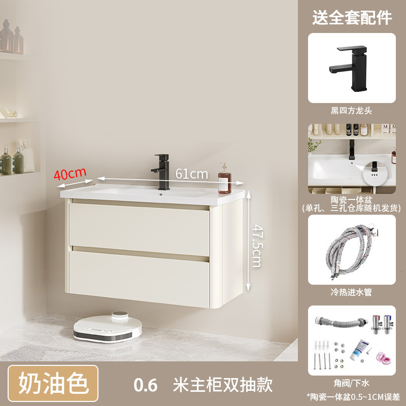 60 (doble cajón) cuenca de cerámica + gabinete sin espejo (40 ancho)