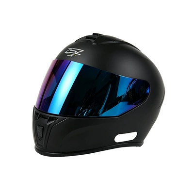 Motosiklet kaskı (dəbilqə) – all seasons, safety helmet for riding - matte-black-blue-mirror-s-55-56