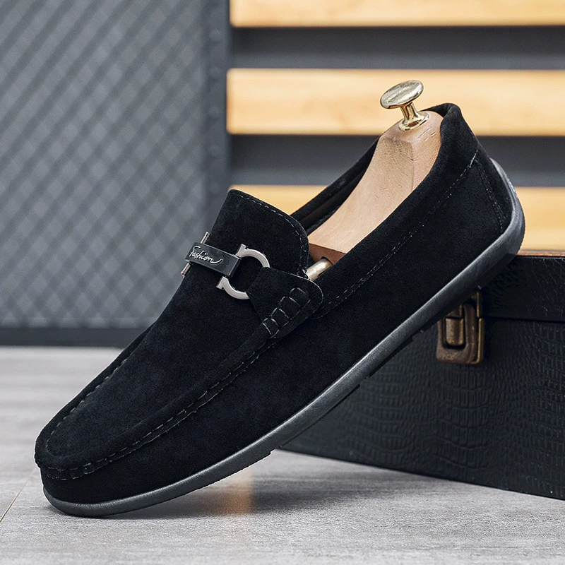 Осенняя Новая удобная обувь-Бобы без шнуровки, мягкая ленивая обувь с мягкой подошвой, универсальная повседневная обувь, модная мужская обувь