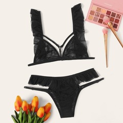 外貿歐美 情趣內衣女 性感網紗透視誘惑三點式套裝批發代發1690