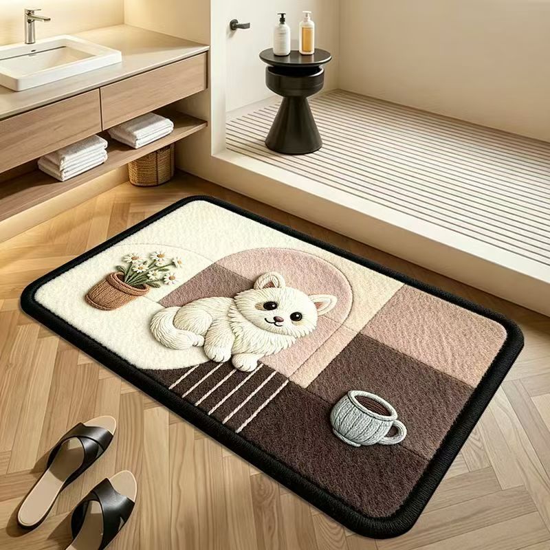 Cute animal patterned floor mat for entrance door, wear-resistant decorative doormat, bathroom absorbent non-slip foot mat, available for delivery