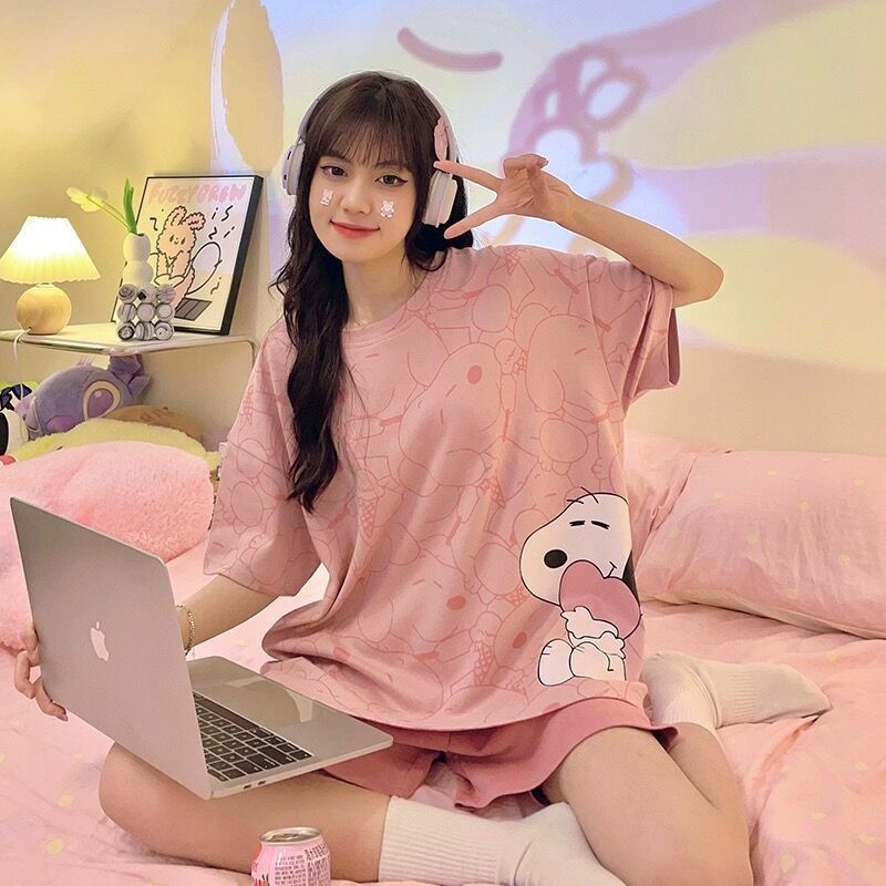 2025新款睡衣女夏季薄款短袖短裤可爱公主风可外穿大码家居服套装