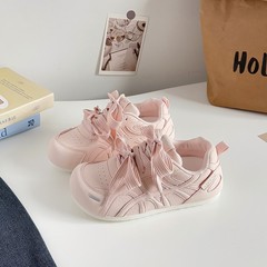 韓国パフミルクフフパンシューズ女性のための 2025 新しい薄型通気性ソフトソール白靴道徳訓練靴 A6051