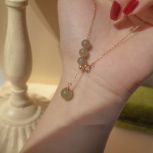 和田玉珠Y字锁骨项链女春夏轻奢ins小众设计感2022年新款简约气质