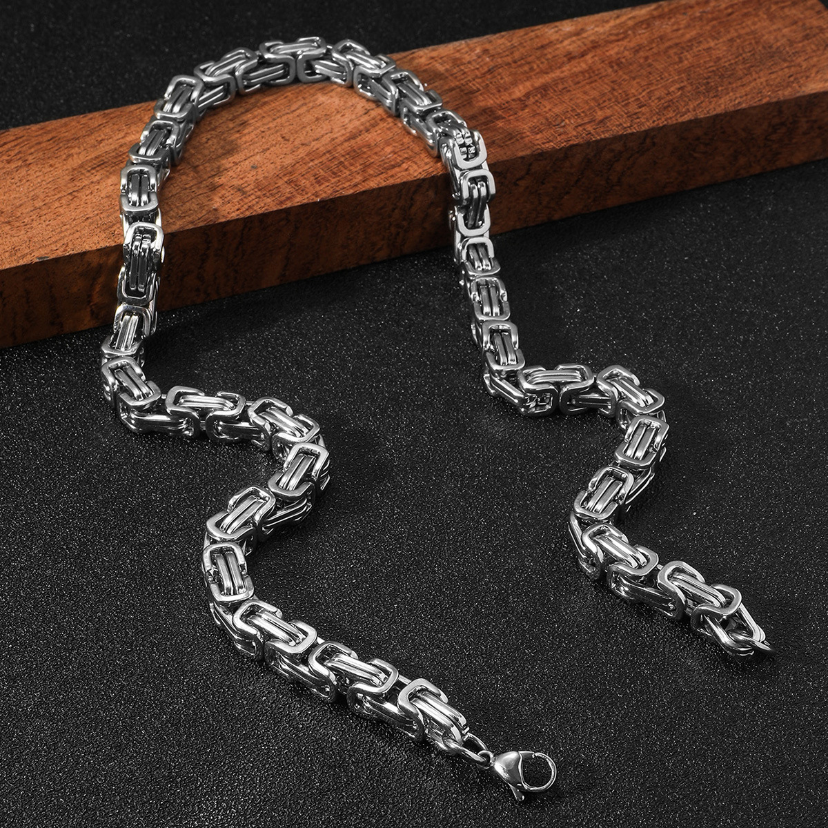 Collar de hombre acero inoxidable cadena eslabones café cuban_voghion.com