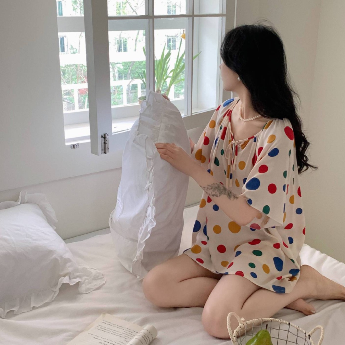 [Traje de manga corta] Pijamas finos de seda de algodón, servicio a domicilio para mujer, estilo nacional, traje de pantalón de algodón suelto de alta gama en movimiento