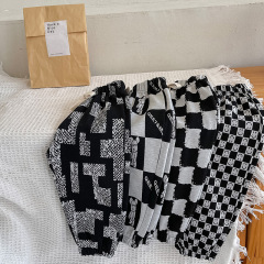 Kids Spring Black and White Check Sport Pants for Boys and Girls, Crewneck Leggings for Toddlers, Trendy Casual Bottoms