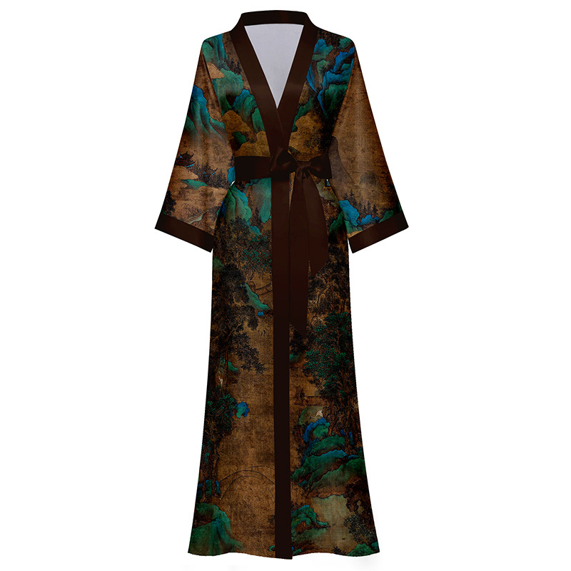 Yaoting 2024 nuevo pijamas camisón para las mujeres primavera y verano Xiaowei Dan satén rojo de lujo con cordones mañana bata de baño WP2669