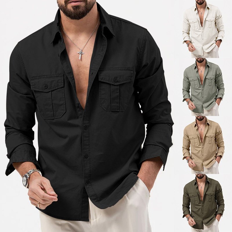 2024 New Men's Shirt Multi Pocket Casual Long Sleeve Top for Men_senzul.com