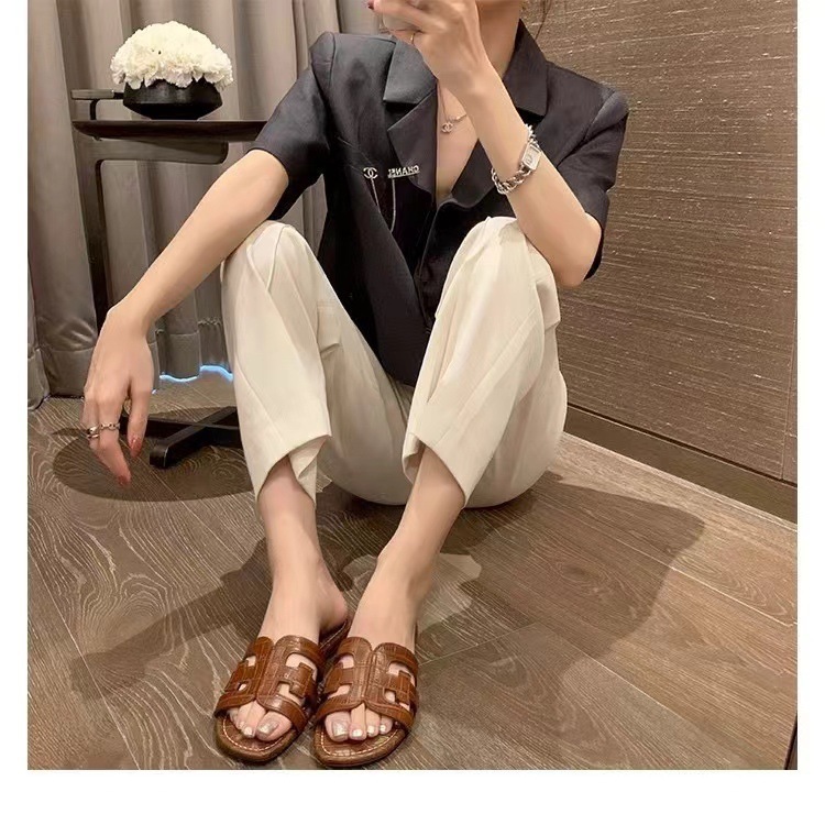 SAM新款平底h拖显瘦外穿沙滩女夏外穿旅游度假一字拖凉鞋成年现货