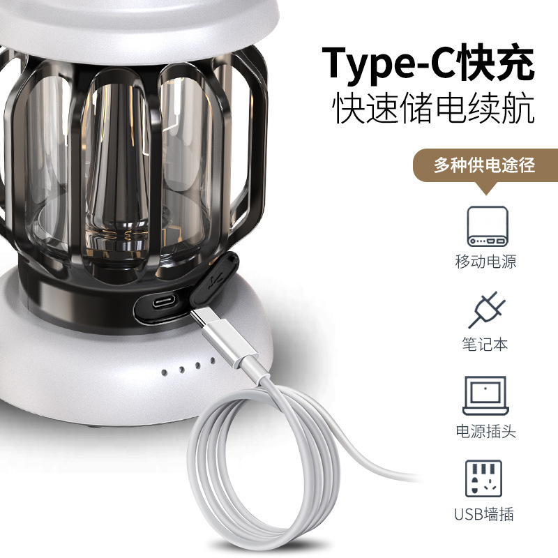 跨境新款户外usb复古露营灯帐篷灯野营园艺装修氛围手提照明马灯