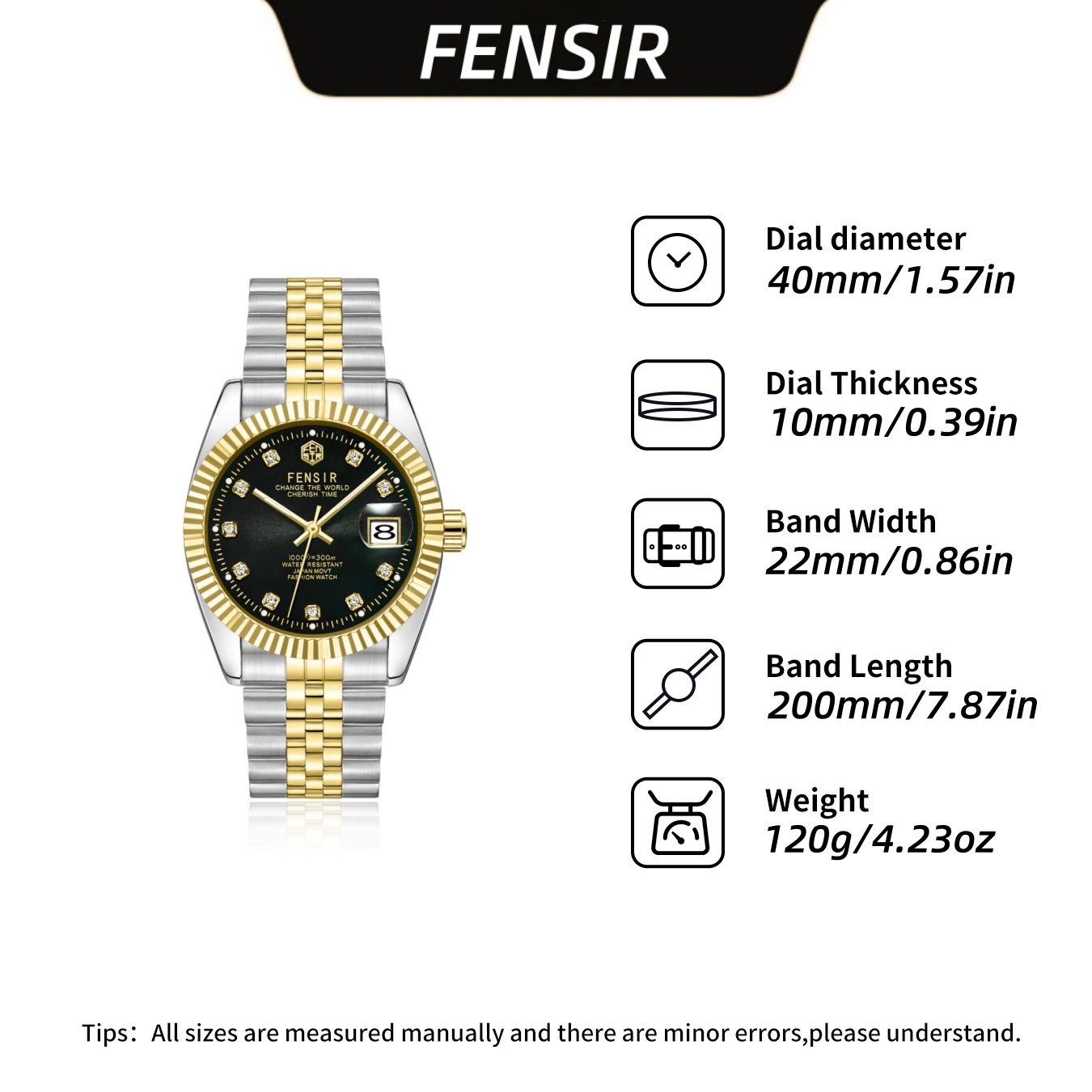 Фабричная распродажа цельные кварцевые часы FENSIR с люксовым стальным браслетом, золотистые, аналог модели Laojia, наручные мужские