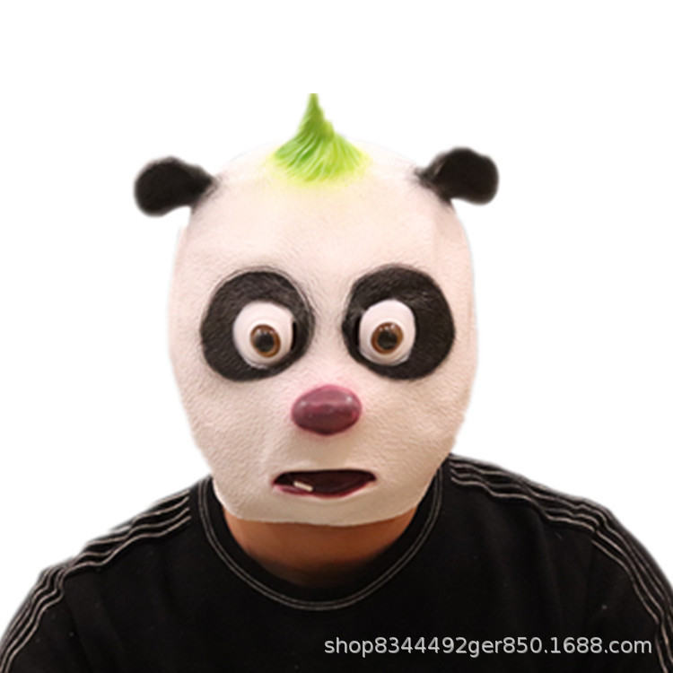 Panda máscara nuevo cuerno verde hehe cabeza cubierta de Halloween lindo animal accesorios del funcionamiento