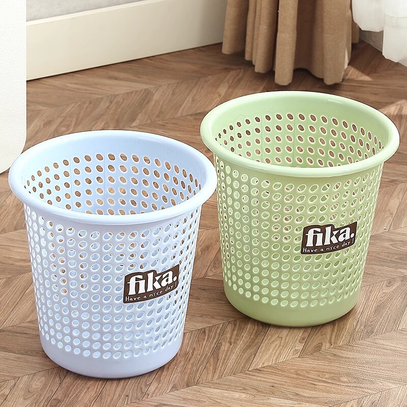 Trash Can for Home Living Room, Bedroom, Kitchen, Toilet, Bathroom, Large Capacity Office Plastic Cut Out Paper Basket Without Lid
