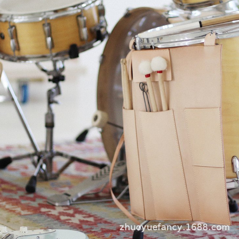 Simple Leather Drumstick Storage Hanging Bag Portable Drum Set Drum Bag Musical Instrument Accessories Storage Roll Bag