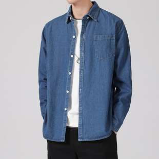 Осенняя джинсовая мужская куртка, трендовая рубашка для отдыха, кардиган, в корейском стиле, оверсайз