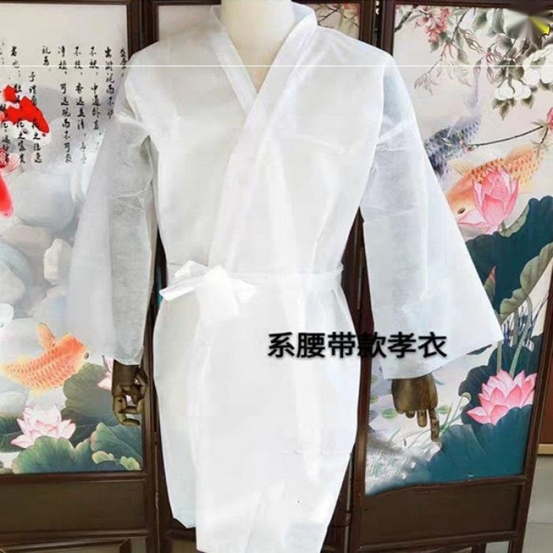 一次性孝衣次性长衫白袍孝服白色孝子男女通用葬礼衣服白事布其他-阿里巴巴
