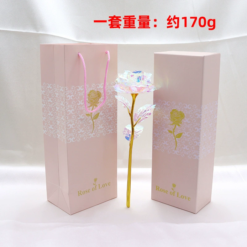 Подарочный набор Glow Rose — подарочная коробка фуксии, вариант с LED-подсветкой, изысканная ножка из золота