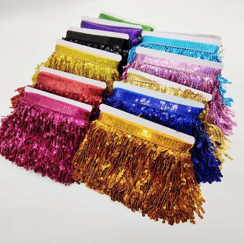 10yard sequins fringed trim ribbon for dance costumes stage performance clothes for stage Latin belly dance clothing  evening dresses accessories